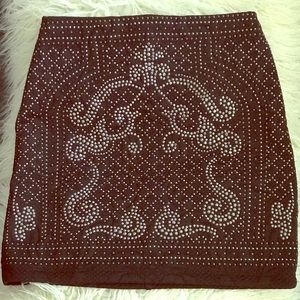 Bebe Embellished Quilted Mini Skirt